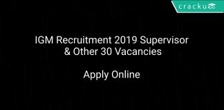 IGM Recruitment 2019 Supervisor & Other 30 Vacancies