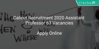 Calicut Recruitment 2020 Assistant Professor 63 Vacancies