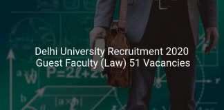 Delhi University Recruitment 2020 Guest Faculty (Law) 51 Vacancies