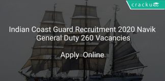 Indian Coast Guard Recruitment 2020 Navik General Duty 260 Vacancies
