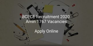 BCECE Recruitment 2020 Amin 1767 Vacancies