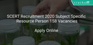 SCERT Recruitment 2020 Subject Specific Resource Person 158 Vacancies