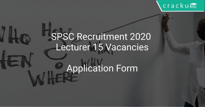 SPSC Recruitment 2020 Lecturer 15 Vacancies