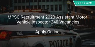 MPSC Recruitment 2020 Assistant Motor Vehicle Inspector 240 Vacancies