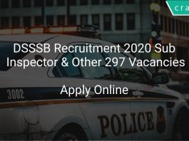 DSSSB Sub Inspector Recruitment 2020