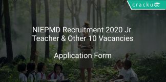 NIEPMD Recruitment 2020 Jr Teacher & Other 10 Vacancies