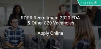 RDPR Recruitment 2020 FDA & Other 820 Vacancies
