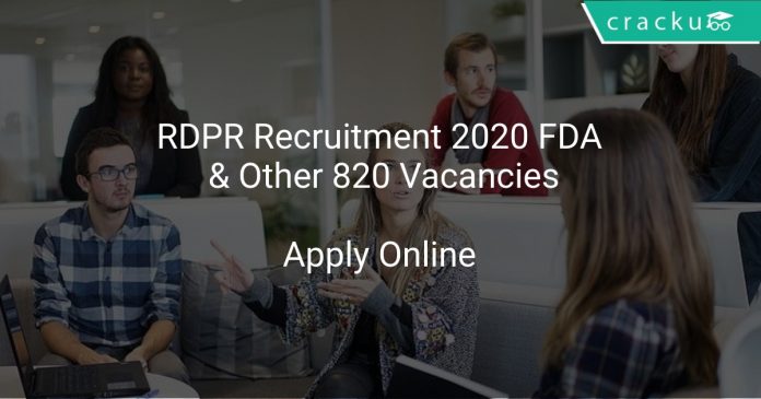 RDPR Recruitment 2020 FDA & Other 820 Vacancies