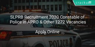 SLPRB Recruitment 2020 Constable of Police in APRO & Other 1272 Vacancies