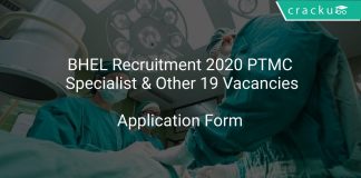 BHEL Recruitment 2020 PTMC Specialist & Other 19 Vacancies