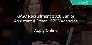 KPSC Recruitment 2020 Junior Assistant & Other 1279 Vacancies