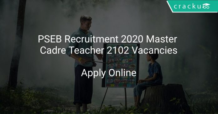PSEB Recruitment 2020 Master Cadre Teacher 2102 Vacancies