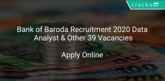 Bank of Baroda Recruitment 2020 Data Analyst & Other 39 Vacancies