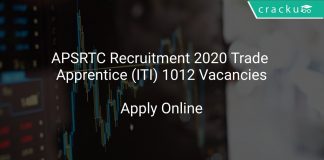 APSRTC Recruitment 2020 Trade Apprentice (ITI) 1012 Vacancies
