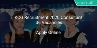 KCG Recruitment 2020 Consultant 36 Vacancies
