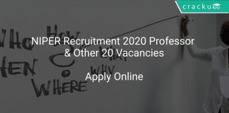 NIPER Recruitment 2020 Professor & Other 20 Vacancies