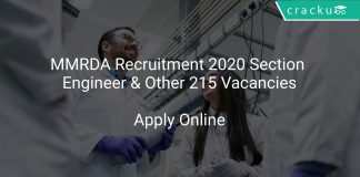 MMRDA Recruitment 2020 Section Engineer & Other 215 Vacancies
