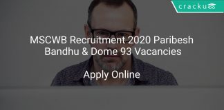 MSCWB Recruitment 2020 Paribesh Bandhu & Dome 93 Vacancies