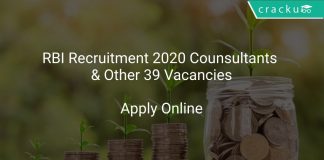 RBI Recruitment 2020 Counsultants & Other 39 Vacancies