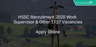 HSSC Recruitment 2020 Work Supervisor & Other 1137 Vacancies