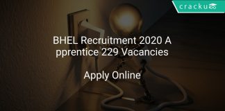 BHEL Recruitment 2020 Apprentice 229 Vacancies