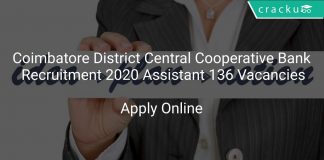 Coimbatore District Central Cooperative Bank Recruitment 2020 Assistant 136 Vacancies
