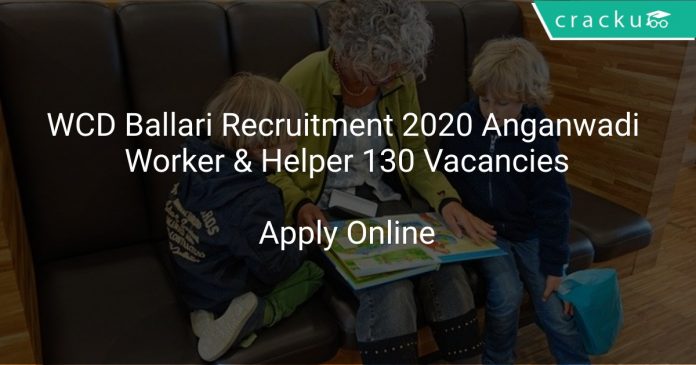 WCD Ballari Recruitment 2020 Anganwadi Worker & Helper 130 Vacancies