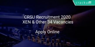 CRSU Recruitment 2020 XEN & Other 34 Vacancies