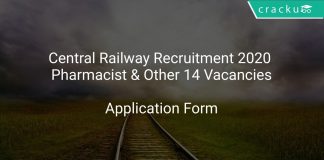 Central Railway Recruitment 2020 Pharmacist & Other 14 Vacancies