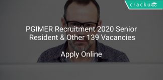 PGIMER Recruitment 2020 Senior Resident & Other 139 Vacancies
