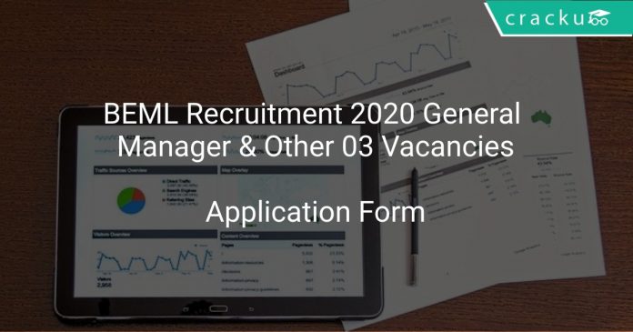 BEML Recruitment 2020 General Manager & Other 03 Vacancies