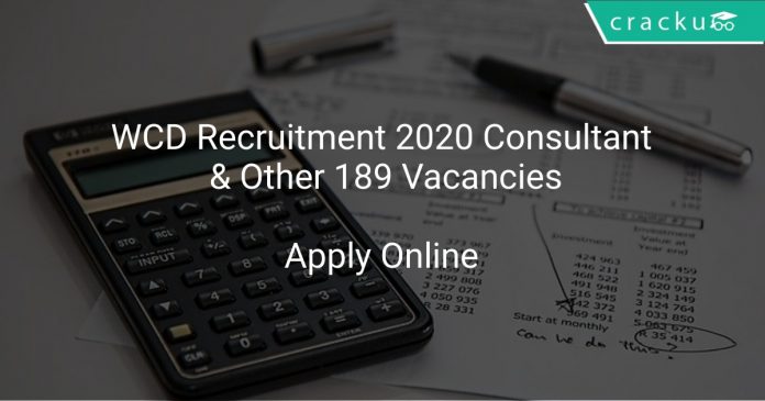 WCD Recruitment 2020 Consultant & Other 189 Vacancies