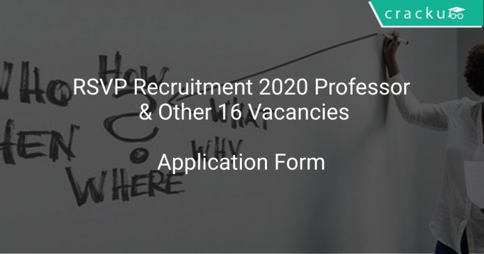 RSVP Recruitment 2020 Professor & Other 16 Vacancies