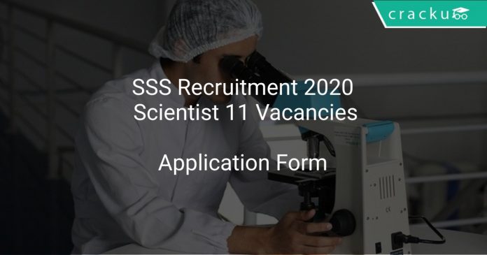 SSS Recruitment 2020 Scientist 11 Vacancies