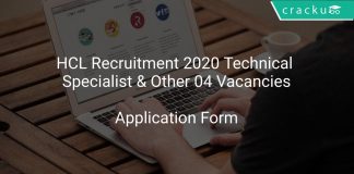 HCL Recruitment 2020 Technical Specialist & Other 04 Vacancies