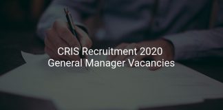 CRIS Recruitment 2020