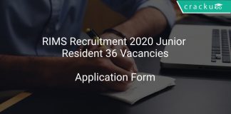 RIMS Recruitment 2020 Junior Resident 36 Vacancies