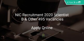 NIC Recruitment 2020 Scientist B & Other 495 Vacancies