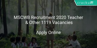 MSCWB Recruitment 2020 Teacher & Other 1119 Vacancies