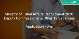 Ministry of Tribal Affairs Recruitment 2020 Deputy Commissioner & Other 12 Vacancies