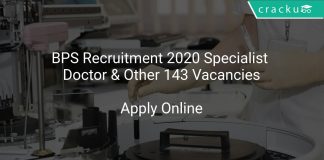 BPS Recruitment 2020 Specialist Doctor & Other 143 Vacancies