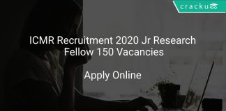 ICMR Recruitment 2020 Jr Research Fellow 150 Vacancies