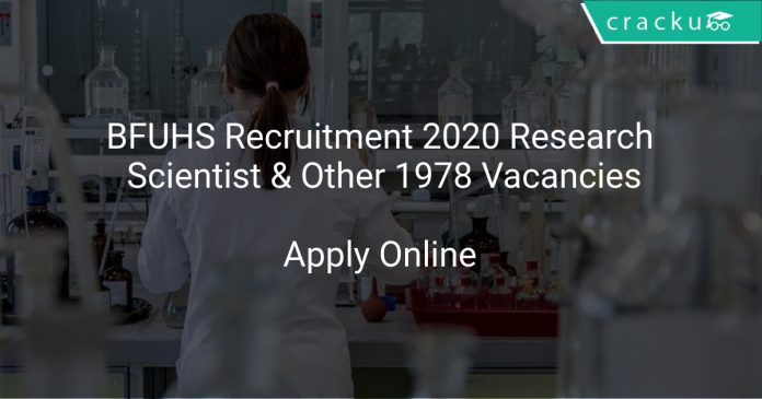 BFUHS Recruitment 2020 Research Scientist & Other 1978 Vacancies