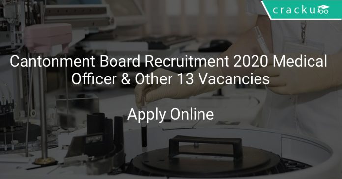 Cantonment Board Recruitment 2020 Medical Officer & Other 13 Vacancies