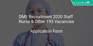 DME Recruitment 2020 Staff Nurse & Other 193 Vacancies