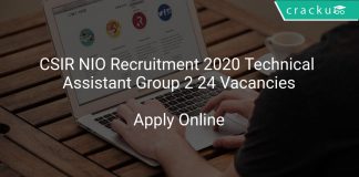 CSIR NIO Recruitment 2020 Technical Assistant Group 2 24 Vacancies