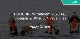 BUIDCON Recruitment 2020 AE, Sweeper & Other 504 Vacancies