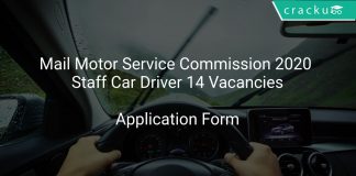 Mail Motor Service Commission 2020 Staff Car Driver 14 Vacancies