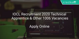 IOCL Recruitment 2020 Technical Apprentice & Other 1006 Vacancies