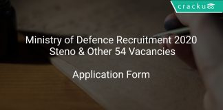 Ministry of Defence Recruitment 2020 Steno & Other 54 Vacancies